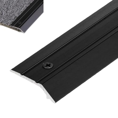 ZGHQHCDRH 1 Zoll breite Bodenschwellenleiste aus Aluminium – langlebige Übergangskante for Teppich und Boden mit vorgeformten Löchern(Black,105cm) von ZGHQHCDRH