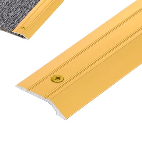 ZGHQHCDRH 1 Zoll breite Bodenschwellenleiste aus Aluminium – langlebige Übergangskante for Teppich und Boden mit vorgeformten Löchern(Gold,145cm) von ZGHQHCDRH