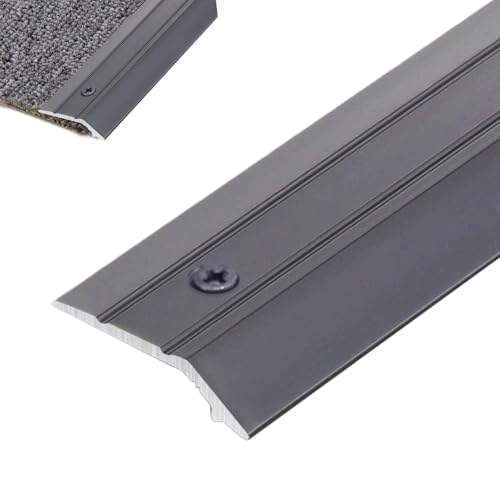 ZGHQHCDRH 1 Zoll breite Bodenschwellenleiste aus Aluminium – langlebige Übergangskante for Teppich und Boden mit vorgeformten Löchern(Gray,100cm) von ZGHQHCDRH