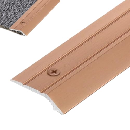ZGHQHCDRH 1 Zoll breite Bodenschwellenleiste aus Aluminium – langlebige Übergangskante for Teppich und Boden mit vorgeformten Löchern(Rose Gold,140cm) von ZGHQHCDRH