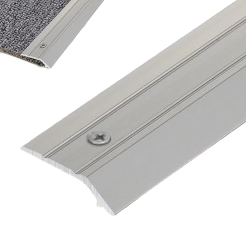 ZGHQHCDRH 1 Zoll breite Bodenschwellenleiste aus Aluminium – rutschfeste Teppich- und Bodenübergangskante mit vorgeformten Löchern(Silver,150cm) von ZGHQHCDRH