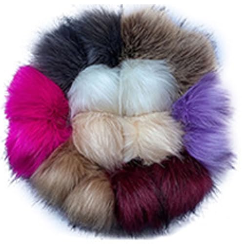ZGHQHCDRH 10 Stück Kunstfell Bommel für Mützen 8/10/12cm, Pompons Kunstfell, Groß Pom Pom mit Elastischer, Schlaufe Winter Fellbommel für Beanies Tasche Anhängern Dekoration (10 cm,3) von ZGHQHCDRH