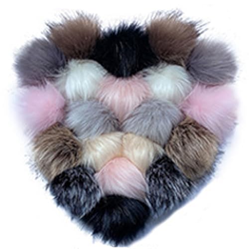 ZGHQHCDRH 10 Stück Kunstfell Bommel für Mützen 8/10/12cm, Pompons Kunstfell, Groß Pom Pom mit Elastischer, Schlaufe Winter Fellbommel für Beanies Tasche Anhängern Dekoration (8 cm,2) von ZGHQHCDRH