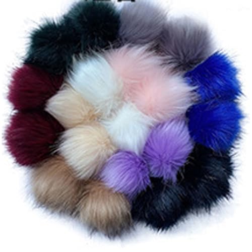 ZGHQHCDRH 10 Stück Kunstfell Bommel für Mützen 8/10/12cm, Pompons Kunstfell, Groß Pom Pom mit Elastischer, Schlaufe Winter Fellbommel für Beanies Tasche Anhängern Dekoration (8 cm,6) von ZGHQHCDRH