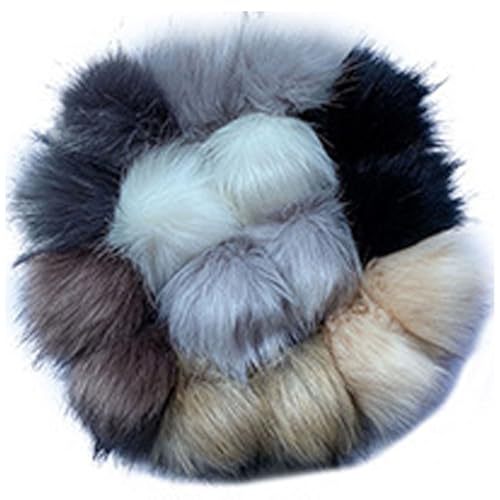 ZGHQHCDRH 10 Stück Kunstfell Bommel für Mützen 8/10/12cm, Pompons Kunstfell, Groß Pom Pom mit Elastischer, Schlaufe Winter Fellbommel für Beanies Tasche Anhängern Dekoration (8 cm,7) von ZGHQHCDRH
