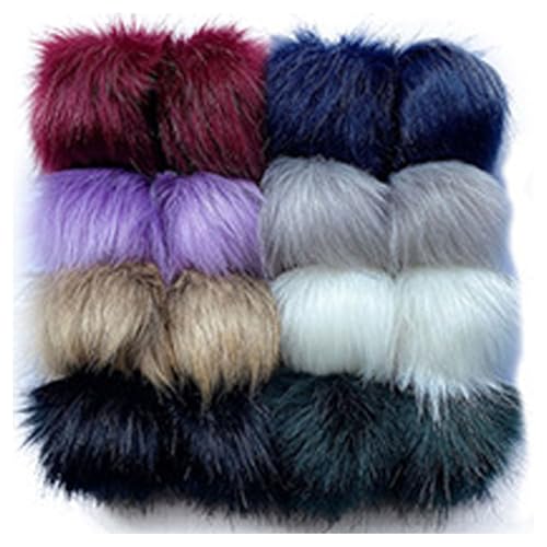 ZGHQHCDRH 16 Stück Flauschigen Plüsch Pom Pom Ball Kunstfell Pompon Fellbommel Pompon Kaninchenfell Fellbommel für Mützen Tasche Anhängern Dekoration, 8/10/12 cm (10 cm,15) von ZGHQHCDRH