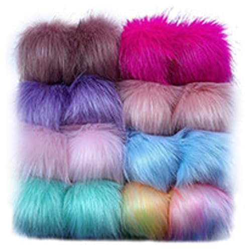 ZGHQHCDRH 16 Stück Flauschigen Plüsch Pom Pom Ball Kunstfell Pompon Fellbommel Pompon Kaninchenfell Fellbommel für Mützen Tasche Anhängern Dekoration, 8/10/12 cm (10 cm,5) von ZGHQHCDRH