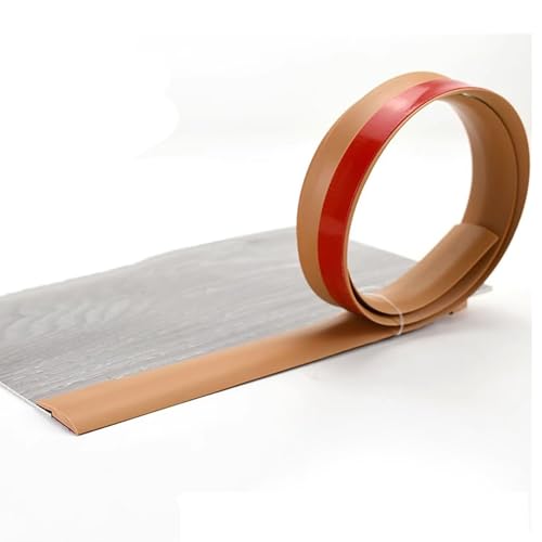 ZGHQHCDRH Abziehbarer und aufklebbarer PVC-Bodenübergangsstreifen – Wasserfester Kantenschutz for Vinyldielen, Teppich- und Laminatböden(Light Brown,L4m) von ZGHQHCDRH