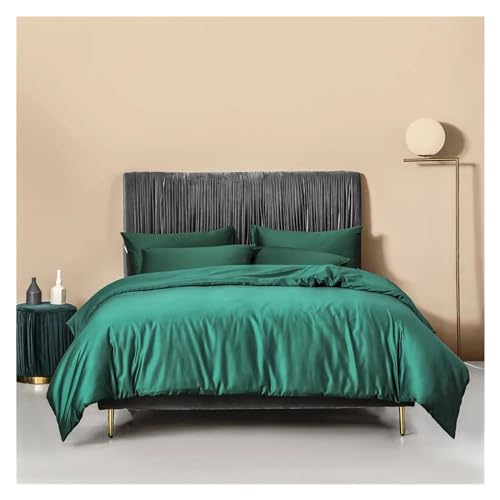 ZGHQHCDRH Bettwäsche-Set bestehend aus Vier Teilen: Dunkelgrünes Bettwäsche-Set aus 100% ägyptischer Baumwolle for Doppelbetten, Queen-Size-Betten, Bettlaken und Bettbezug(A,King) von ZGHQHCDRH