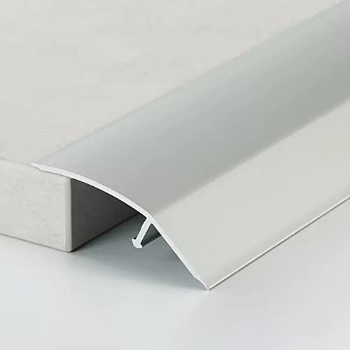 ZGHQHCDRH Bodenübergangsleiste aus Aluminiumlegierung – zuschneidbare Kantenleiste for Teppichboden auf Holz, Vinyl und Fliesen – 90 cm x 5,2 cm(Silver) von ZGHQHCDRH