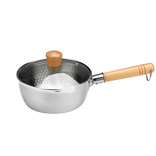 ZGHQHCDRH Edelstahl-Schmortopf, Edelstahlpfanne, antihaftbeschichteter Kochtopf, Topf mit Holzgriff, 304 Edelstahl-Kochtopf, Milchsaucenpfanne, Mehrzweck-Kochwerkzeug for die Küche(20cm/7.9in) von ZGHQHCDRH