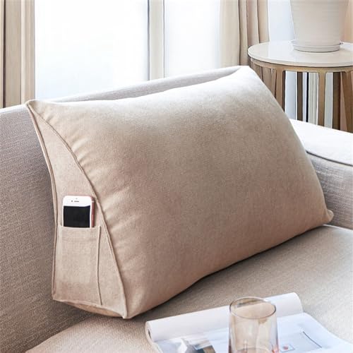 ZGHQHCDRH Ergonomisches Lesekissen für Bett und Sofa. Abnehmbares dreieckiges Lendenkissen mit waschbarem Bezug. 80 x 35 x 20 cm. Stilvolle khakifarbene Rückenstütze für Komfort und Entspannung. von ZGHQHCDRH