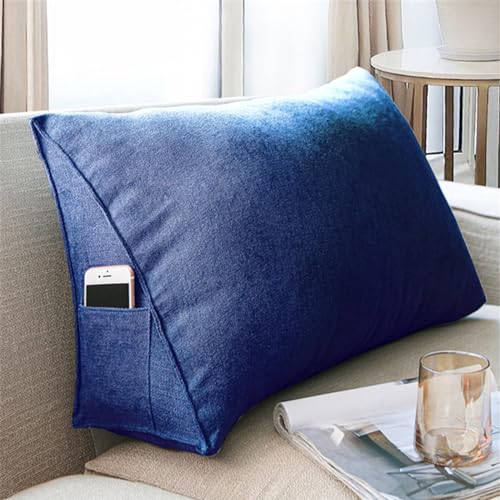 ZGHQHCDRH Ergonomisches Lesekissen für Bett & Sofa. Abnehmbares dreieckiges Lendenkissen mit waschbarem Bezug. Stützende Rückenlehne in Marineblau (60 x 35 x 20 cm) von ZGHQHCDRH