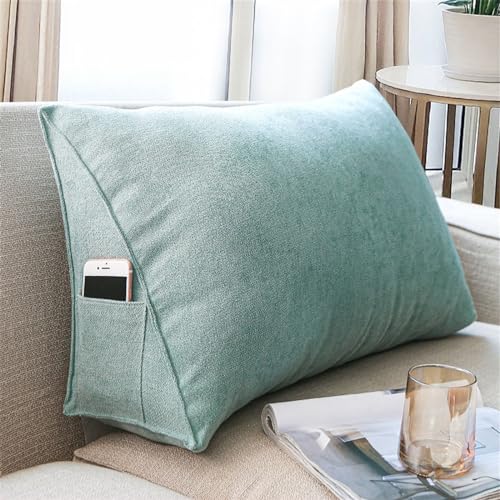 ZGHQHCDRH Ergonomisches Lesekissen für Bett und Sofa. Abnehmbares dreieckiges Lendenstützkissen mit waschbarem Bezug. 80 x 35 x 20 cm. Aqua-Farbe. Ideal für Komfort und Entspannung. von ZGHQHCDRH