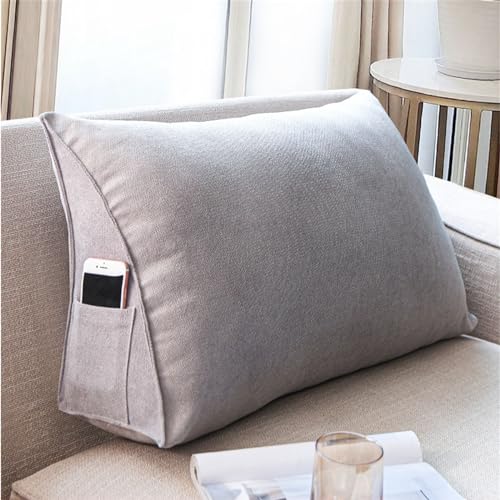 ZGHQHCDRH Ergonomisches Lesekissen für Bett und Sofa. Abnehmbares dreieckiges Lordosenstützkissen mit waschbarem Bezug. Grau (60 x 35 x 20 cm) – Perfekt für Komfort und Entspannung von ZGHQHCDRH