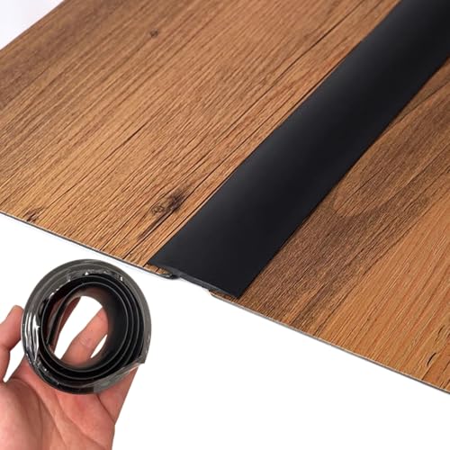 ZGHQHCDRH Flache Trennstreifen for Türschwellen – PVC-Kantenschutz for Bodenlücken, 1 m bis 20 m Länge, 4 cm Breite, sicher und langlebig(Black,L15m) von ZGHQHCDRH