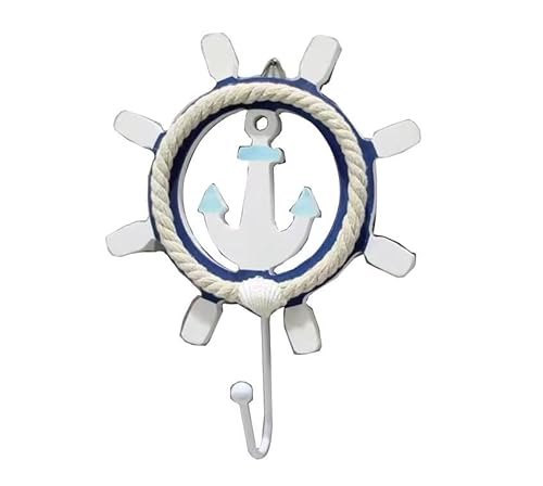 ZGHQHCDRH Garderobenständer, Kleiderhaken zur Aufbewahrung, Türaufhänger, einzelne, nautische Steuerrad-Kleiderhaken, Wandhaken, Kleiderhandtuch, Wanddekoration von ZGHQHCDRH