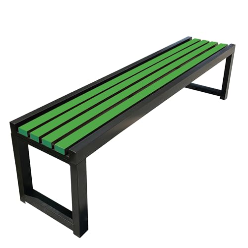 ZGHQHCDRH Gartenbank aus Metall ohne Rückenlehne – langlebige Sitzgelegenheiten im Freien for Balkon, Park und Schule(Black+Green,40W150L45H) von ZGHQHCDRH