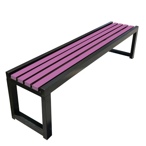 ZGHQHCDRH Gartenbank aus Metall ohne Rückenlehne – langlebige Sitzgelegenheiten im Freien for Balkon, Park und Schule(Black+Purple,40W100L45H) von ZGHQHCDRH