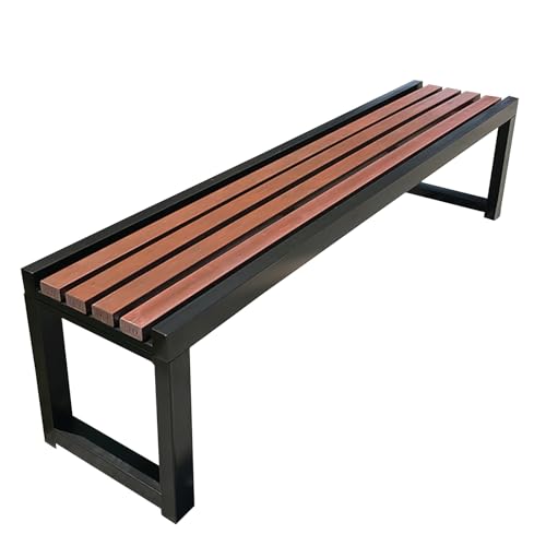 ZGHQHCDRH Gartenbank aus Metall ohne Rückenlehne – langlebige Sitzgelegenheiten im Freien for Balkon, Park und Schule(Black+carbonized,40W100L45H) von ZGHQHCDRH