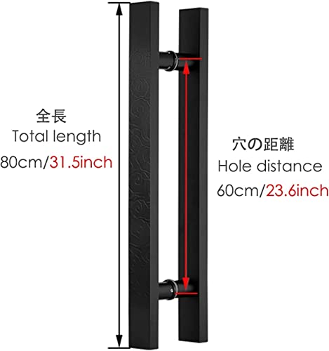 ZGHQHCDRH Griffe für Badezimmertüren, Gebürstetes Duschglas, doppelseitig, H-förmig, Push-Pull, for Eingang/Büro/Zuhause(Black,Length120CM) von ZGHQHCDRH