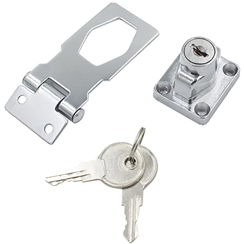 ZGHQHCDRH Haspe mit Schlüsselverriegelung – Robuster Sicherheits-Türriegel mit Drehknopf for Schuppen, Schränke und Garagen(ModelD) von ZGHQHCDRH