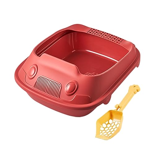 ZGHQHCDRH Katzentoilette, Kätzchen Toilette Katzenstreu Becken mit Löffel Erhöhung for Alle Arten von Katzenstreu Einfach zu Reinigen Zubehör,(Red,37x51x19.5cm) von ZGHQHCDRH