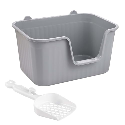 ZGHQHCDRH Katzentoilette, Katzentoilette mit offener Oberseite, Katzentoilette, Bettpfanne, tragbares Kätzchen-Töpfchen, Toilette, Spritzschutz, Katzentoilette mit hoher Seite, groß(Gray,XL) von ZGHQHCDRH