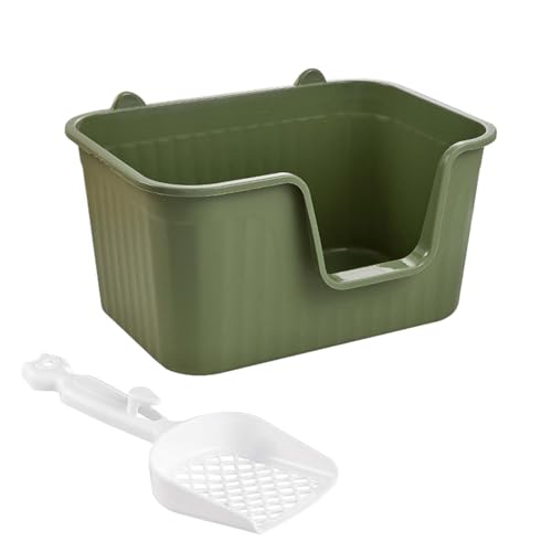 ZGHQHCDRH Katzentoilette, Katzentoilette mit offener Oberseite, Katzentoilette, Bettpfanne, tragbares Kätzchen-Töpfchen, Toilette, Spritzschutz, Katzentoilette mit hoher Seite, groß(Green,L) von ZGHQHCDRH