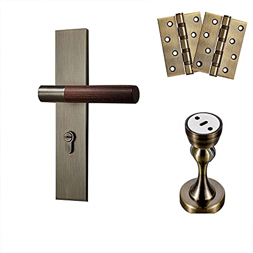 ZGHQHCDRH Klassisches Türknauf-Set mit Einsteckschloss und Schlüssel aus Bronze – perfekter Ersatz for antike Schloss-Sets mit Holzmaserungsgriff(ModelB) von ZGHQHCDRH