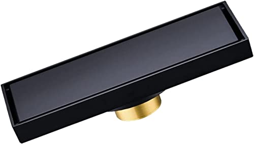 ZGHQHCDRH Linearer Duschablauf mit Haarsieb, unsichtbarer rechteckiger Duschbodenablauf aus Messing mit Abnehmbarer Abdeckung, Bodenablauf und Keller(Black,30x8cm(11.8x3.1Inch)) von ZGHQHCDRH