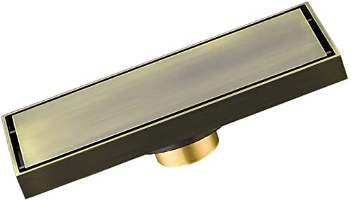 ZGHQHCDRH Linearer Duschablauf mit Haarsieb, unsichtbarer rechteckiger Duschbodenablauf aus Messing mit Abnehmbarer Abdeckung, Bodenablauf und Keller(Bronze,20x8cm(7.8x3.1Inch)) von ZGHQHCDRH