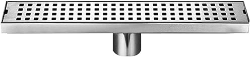 ZGHQHCDRH Linearer Duschbodenablauf, rechteckiger Duschbodenablauf, abnehmbare Abdeckung, Badezimmer-Abtropffläche aus gebürstetem 304-Edelstahl mit Haarsieb(50cm/20inch) von ZGHQHCDRH