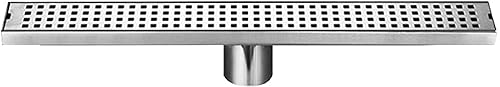 ZGHQHCDRH Linearer Duschbodenablauf, rechteckiger Duschbodenablauf, abnehmbare Abdeckung, Badezimmer-Abtropffläche aus gebürstetem 304-Edelstahl mit Haarsieb(90cm/35inch) von ZGHQHCDRH