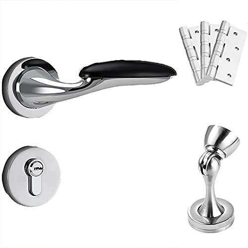 ZGHQHCDRH Mattschwarzes Türhebelschlossset for Sichtschutztüren – Robuster Türgriff aus Zinklegierung for Bett- und Badezimmertüren for den Innenbereich(ModelC) von ZGHQHCDRH