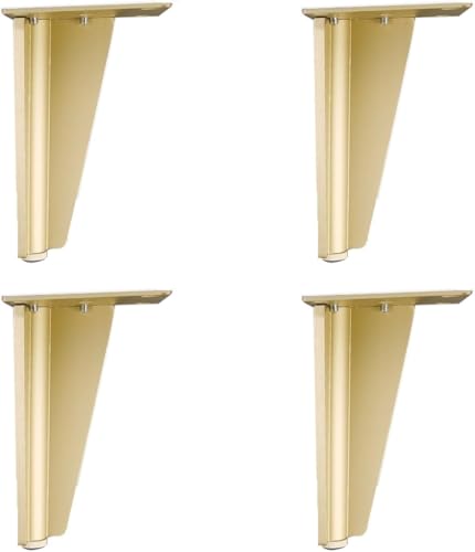 ZGHQHCDRH Möbelbeine, 4 Stück Möbelbeine, Sofabeine aus Aluminiumlegierung, verstellbare Ersatzbeine Metall, for Couchtische, TV-Schränke, Badezimmerschränke(Brushed Gold,100mm/3.9in) von ZGHQHCDRH