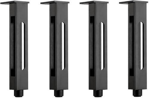 ZGHQHCDRH Möbelbeine, 4 Stück Möbelbeine, verstellbare Schrankbeine aus Aluminiumlegierung, Möbelersatzbeine, for Sofas, Couchtische, Schränke, TV-Schränke(Brushed Black,25cm/9.8in) von ZGHQHCDRH