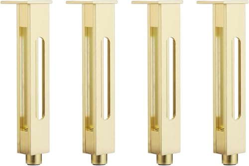 ZGHQHCDRH Möbelbeine, 4 Stück Möbelbeine, verstellbare Schrankbeine aus Aluminiumlegierung, Möbelersatzbeine, for Sofas, Couchtische, Schränke, TV-Schränke(Brushed Gold,25cm/9.8in) von ZGHQHCDRH