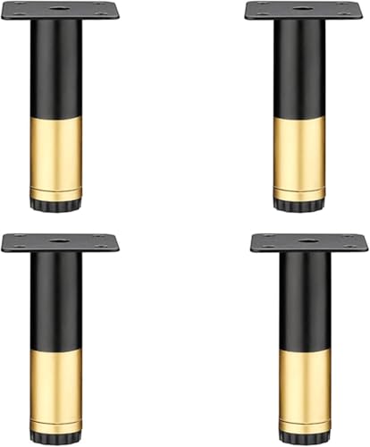 ZGHQHCDRH Möbelbeine, 4 Stück verstellbare Möbelbeine, Metall-Sofa-Stützfüße, Beine, DIY-Möbel-Ersatzbeine, Tisch, Stuhl, Schreibtisch, Schrank, Schränke, Fuß(Black Gold,150mm/5.9in) von ZGHQHCDRH