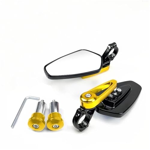 ZGHQHCDRH Motorrad-Seitenspiegel Seitenspiegel 22mm Motorrad Rückspiegel Universal Roller Bar End Lenker Spiegel Rückspiegel Zubehör(Gold) von ZGHQHCDRH