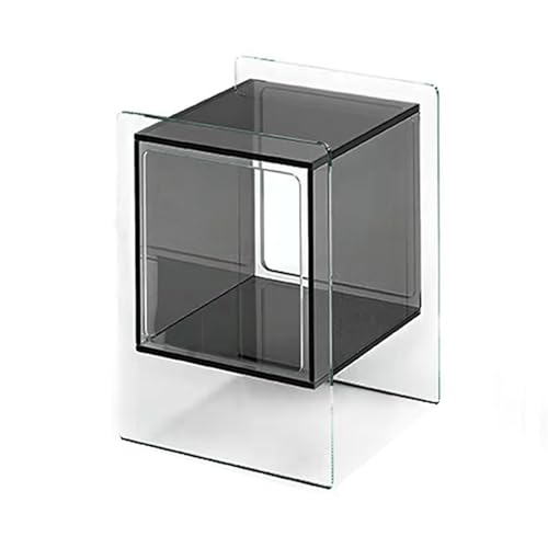 ZGHQHCDRH Nachttisch, Durchsichtiger Beistelltisch, Schlafzimmer-Kommoden mit offenem Ablagefach, Mini-Kommode, transparente kleine Nachttische for Schlafzimmermöbel(Black,40x40x55cm) von ZGHQHCDRH
