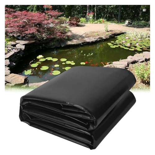 ZGHQHCDRH Polyethylen-Kunststoff, Schwarze Gummi-Gartenfisch-Koi-Poolmembran for Außenteiche, Teichauskleidung, robuste Unterlage, vorgeformte Folien(5x12m(16.4x39.3ft)) von ZGHQHCDRH