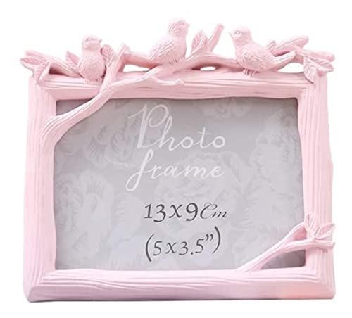 ZGHQHCDRH Retro-Bilderrahmen, Familie Vogel Harz Kreative Bild Rahmen Desktop Dekoration Ornamente Bild Rahmen Klassische(Pink,8 inch) von ZGHQHCDRH