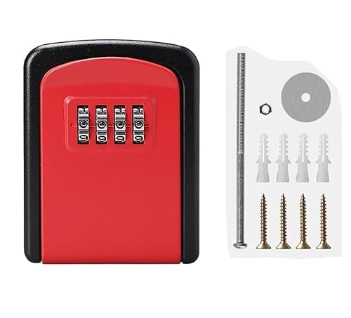 ZGHQHCDRH Schlüsselsicherung, Passwort-Schlüsselbox, wetterfeste Schlüsselsafe-Box, geeignet for Zuhause, Fabrik, Dekorationsunternehmen, Geschenk zur Schlüsselaufbewahrung auf der Baustelle(Red) von ZGHQHCDRH