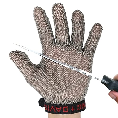 ZGHQHCDRH Schnittschutzhandschuhe, Schnittfeste Kettenhandschuhe aus Edelstahl, Sicherheits-Schnittschutzhandschuhe for Restaurantküchen und Schlachthöfe(1pcs/XL) von ZGHQHCDRH