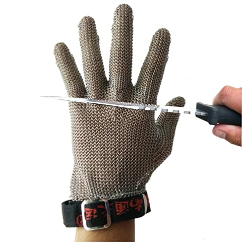 ZGHQHCDRH Schnittschutzhandschuhe, Schnittfeste Kettenhandschuhe aus Edelstahl, for die Küche, Gartenarbeit, Angeln, Holzschnitzerei, Sicherheitsarbeit, Schnittfeste Handschuhe(1pcs/L) von ZGHQHCDRH