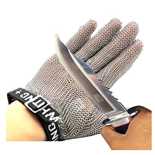ZGHQHCDRH Schnittschutzhandschuhe Schnittfeste Handschuhe aus Edelstahl, Sicherheitsarbeitshandschuhe mit verstellbarem Handgelenksgurt, rutschfest und leicht zu reinigen(1pcs/L) von ZGHQHCDRH
