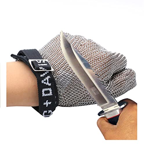 ZGHQHCDRH Schnittschutzhandschuhe Schnittfeste Handschuhe aus Edelstahl, Sicherheitshandschuhe for Reparaturarbeiter mit verstellbarem Handgelenkband, rutschfest und leicht zu reinigen(1pcs/M) von ZGHQHCDRH
