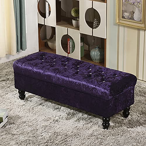 ZGHQHCDRH Schuhschrank, Gepolsterte Truhe mit Deckel, Bank Schuhaufbewahrung, geeignet for Schlafzimmer(Purple,90x45x45cm(35x18x18inch)) von ZGHQHCDRH