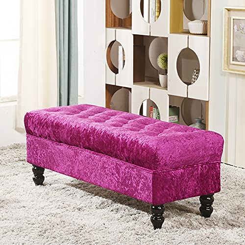 ZGHQHCDRH Schuhschrank, Gepolsterte Truhe mit Deckel, Bank Schuhaufbewahrung, geeignet for Schlafzimmer(Rose Red,80x45x45cm(31x18x18inch)) von ZGHQHCDRH